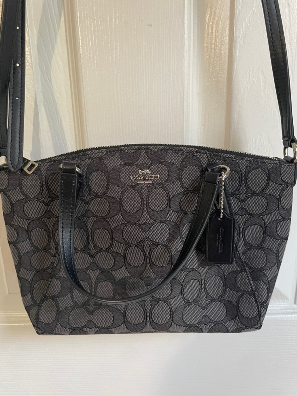 Coach Black Smoke Preppy Quiet Luxury Mini Kelsey Signature Tote